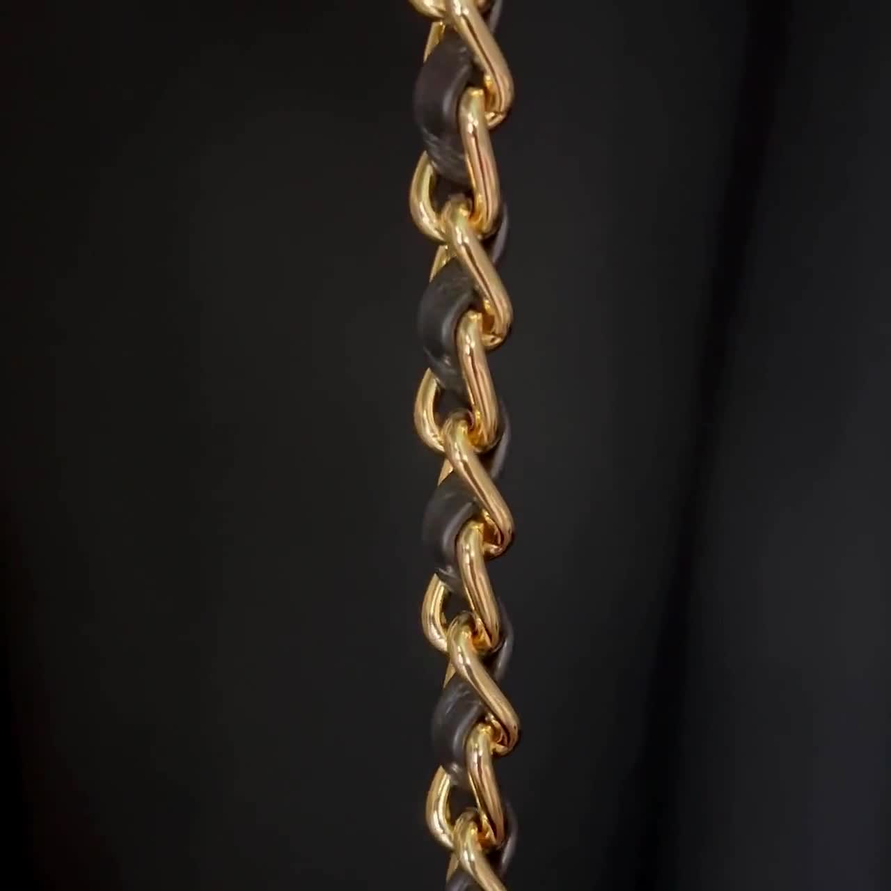 Classic GOLD Chain Bag Strap With Leather Weaved/threaded Through Choice of  Length & Hook/clasp Style Made by Hand -  Norway