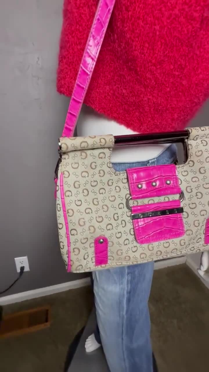 Y2K Jacquard X Pink Croc Leather Bag From GUESS Rare Style - Etsy