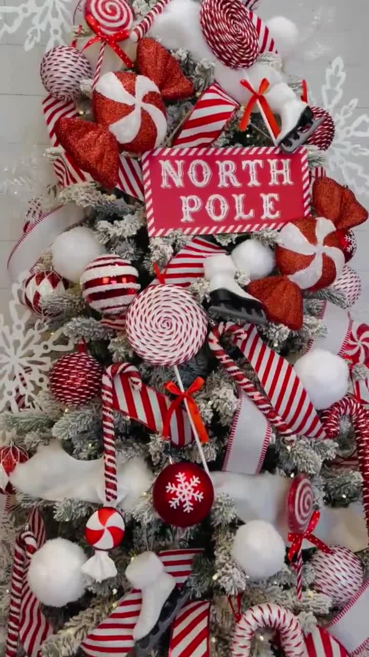 Lollipop Tree Peppermint Christmas Tree Bow Topper, Candy Cane
