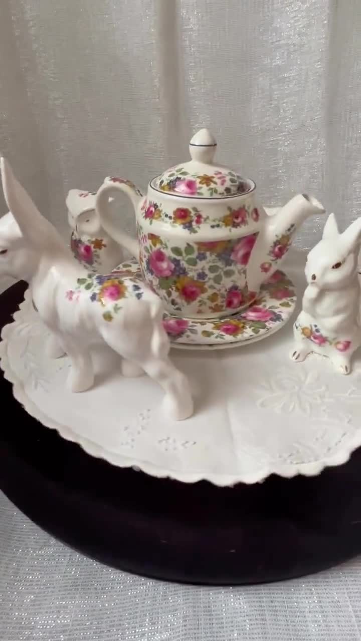 ヴィンテージ サドラー オールド チンツ 花柄 ティーポット サイド
