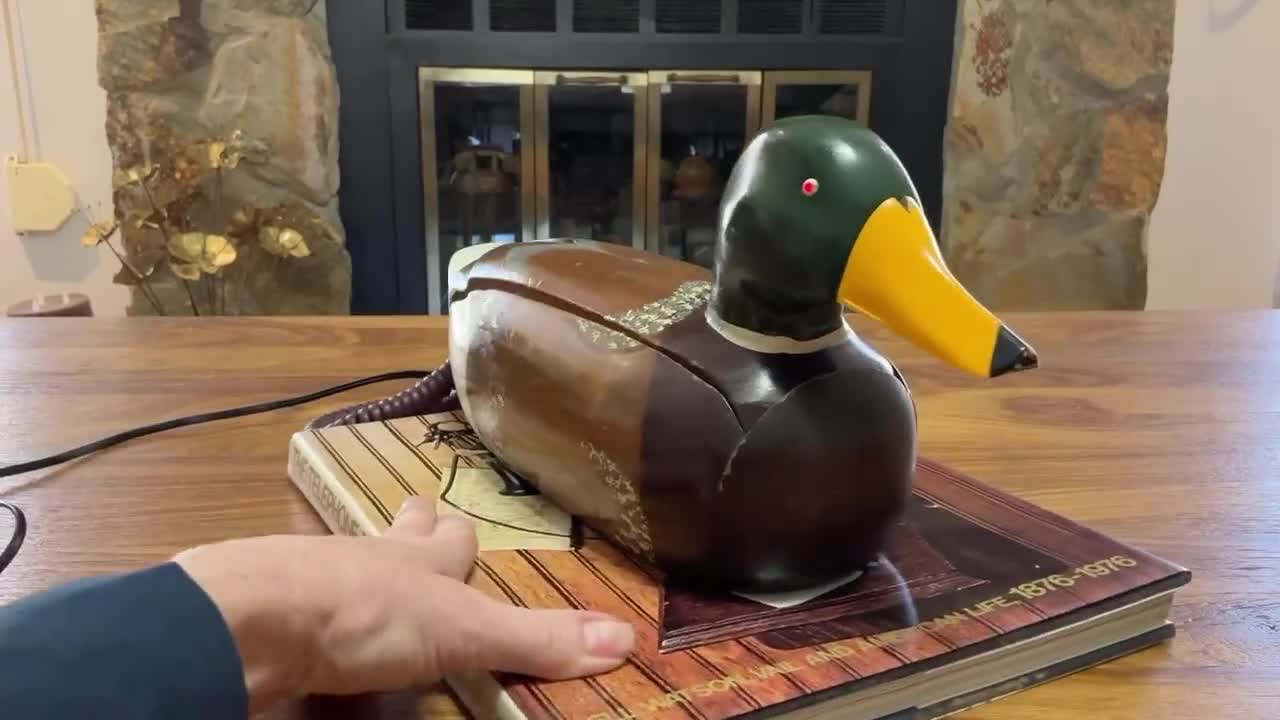 Phone Mate purchases Hand Carved Wood Duck Telephone Made In Taiwan