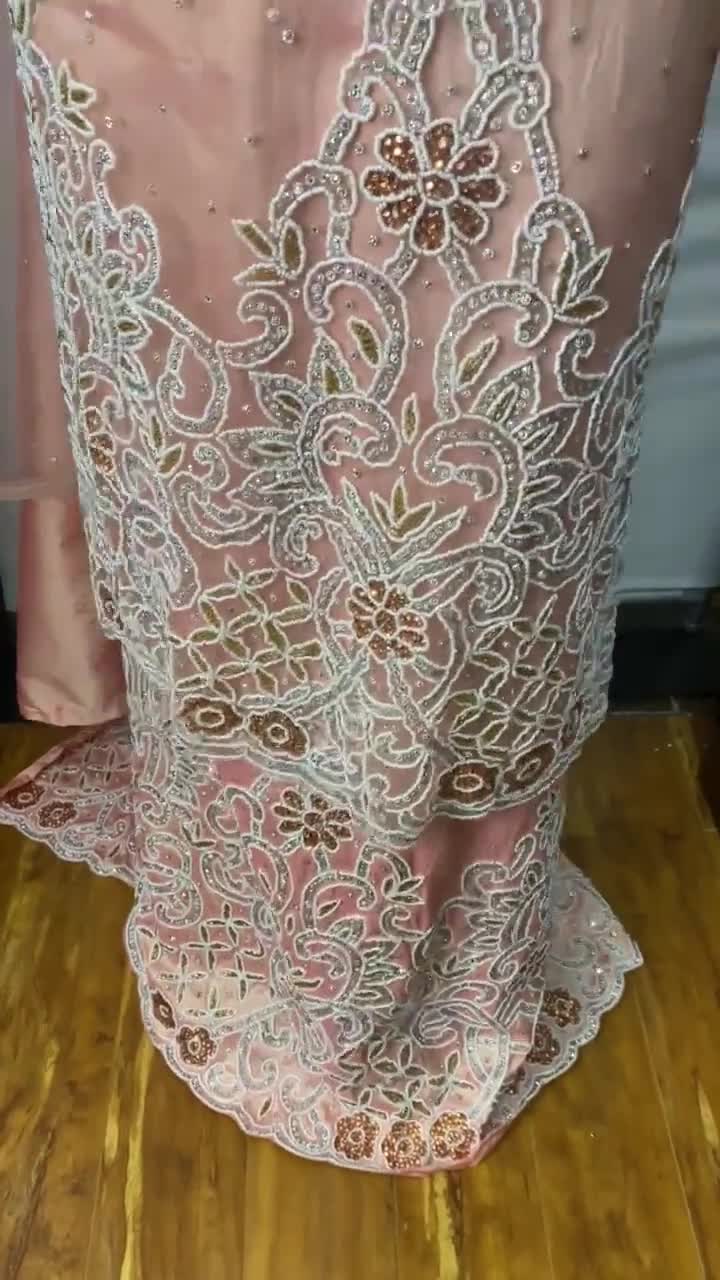 Nigerian Igbo Wedding George Lace Fabric: Traditional Bridal Blouse & Skirt