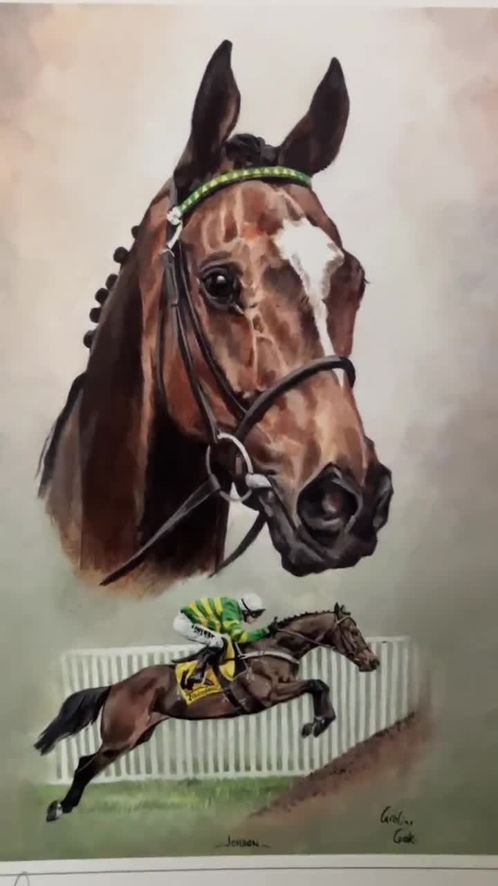 競馬アートプリント「ジョンボンの習作」障害競走馬ジョンボンの小さな