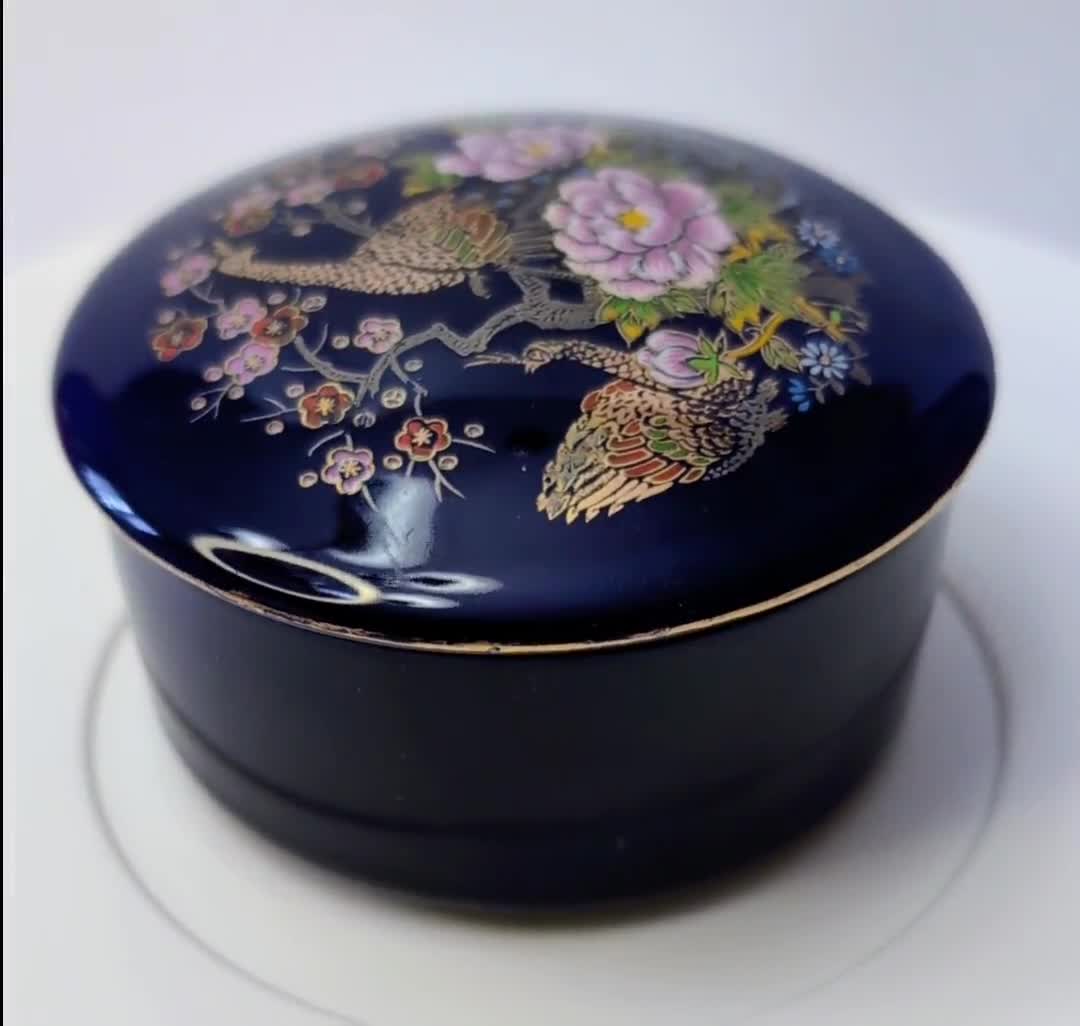ヴィンテージ - 小さな装飾品 - 孔雀 - コバルトブルーとゴールド (長