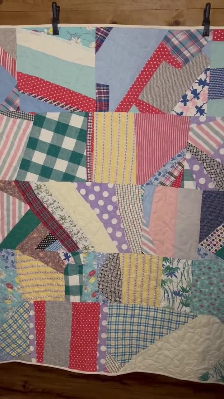 VTG ANTIQUE HAND STITCHED PATCHWORK QUILT Feedbag Back Primitive Farmhouse 78x66 2024