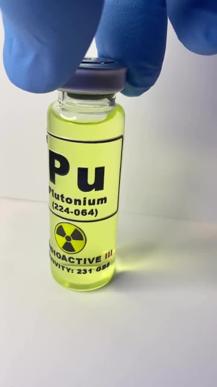 Plutonium Vial Glowing Under Black Light Prop Replica Radioactive