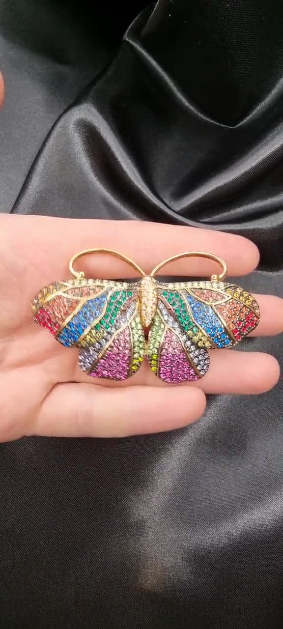 ヴィンテージ ジョーン・リバーズ ラージ バタフライ ブローチ マルチ