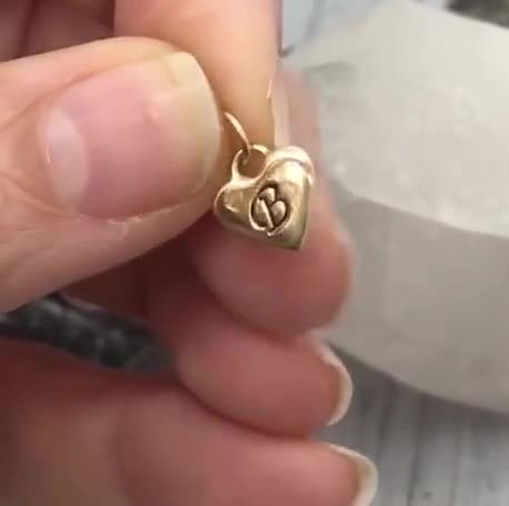 Mini Initial Heart Charm – Baby Gold