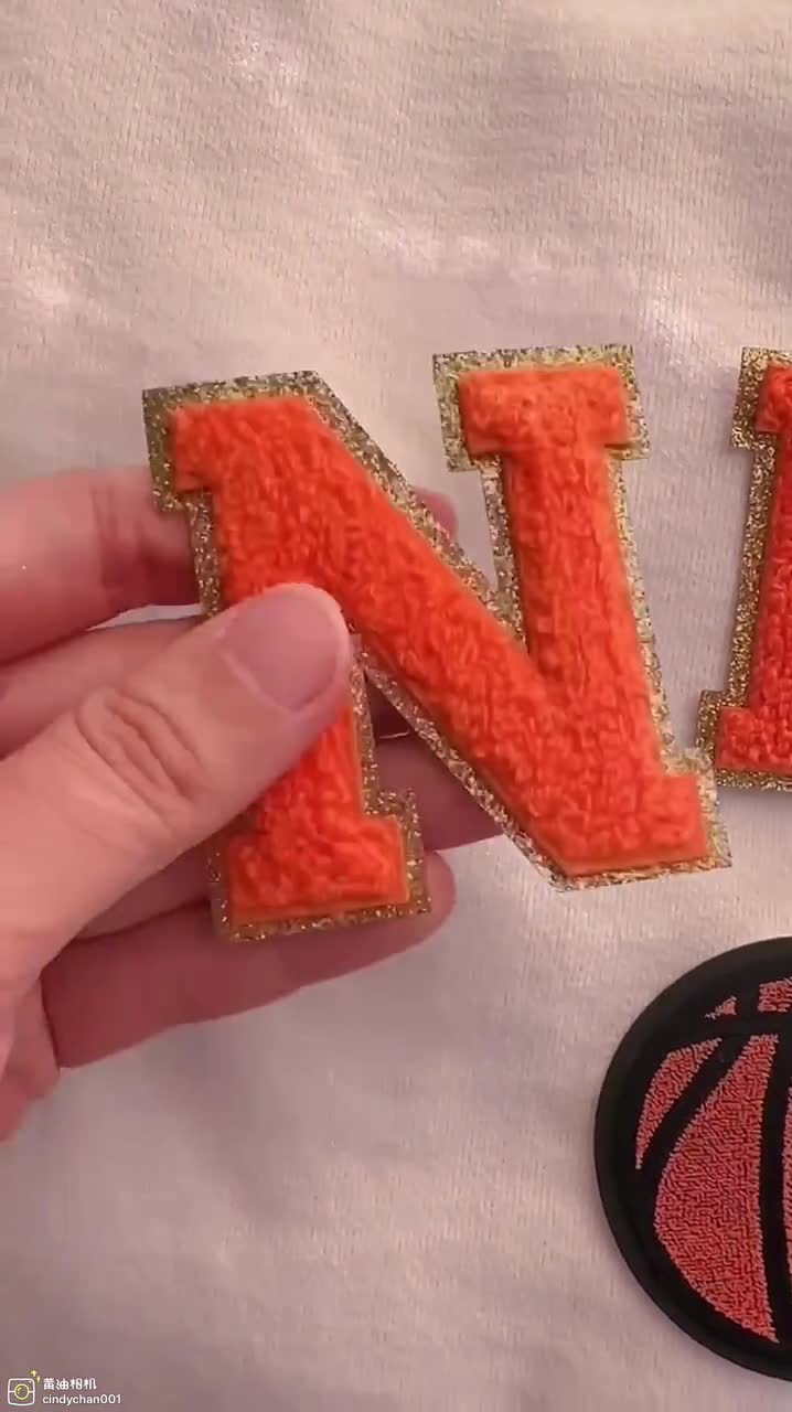 ORANGE Letters 2.35inch Chenille Letters Chenille Letters Iron on