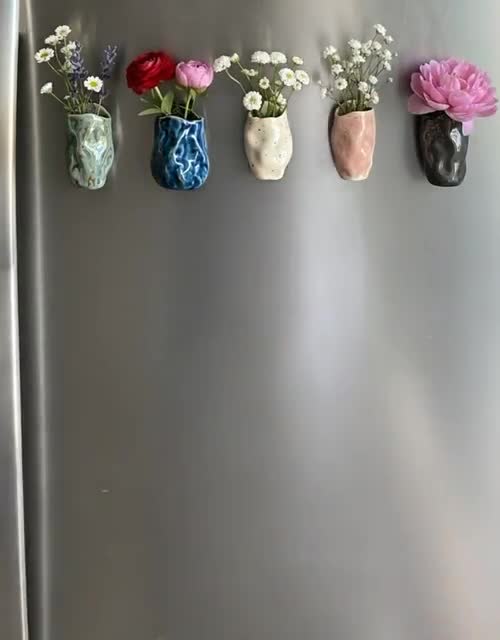 Cute mystery assorted wobbly Ceramic pot fridge magnet , mystery ceramic fridge magnet budvase, 5-6 cm, kitchen gift video poster