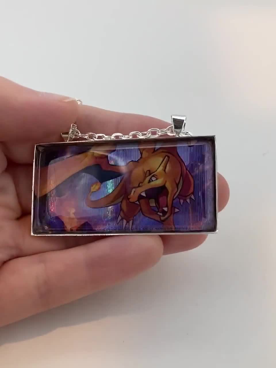 Charizard Necklace - Holographic Pokemon Card Necklace - Upcycled Pokemon  Card Pendant w/Chain - Bar Necklace - Pokemon Necklace