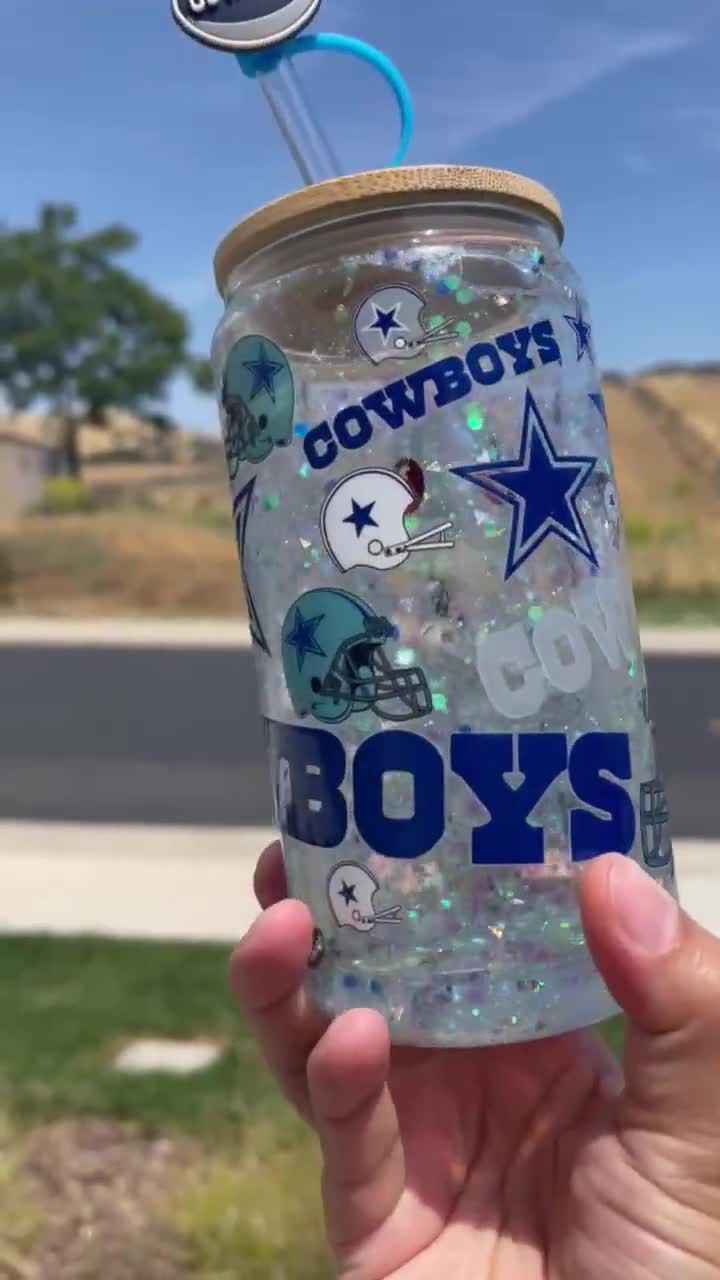 Dallas Cowboys Snow globe Glass Can - 18 oz cup — MickeeMariee