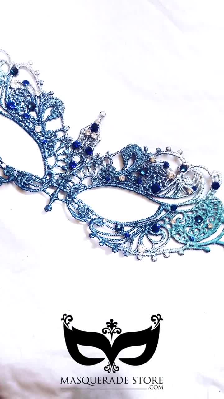 Masquerade Mask women Blue turquoise Teal navy, Masquerade Ball, ocean  theme Lace, Mardi Gras, halloween, venetian inspired