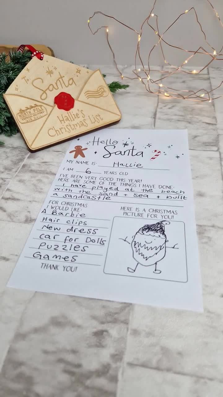 Enveloppe bois pour lettre du Père Noël - Lachouettemauve