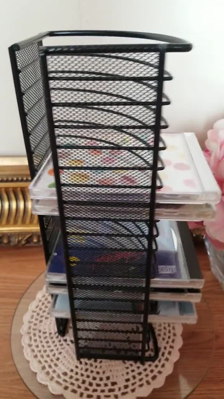 Vintage 1990s Atlantic Metal CD Tower Rack 12” Holds 20 Black