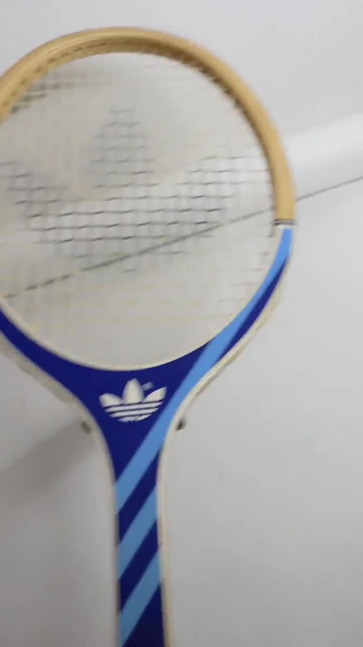 Vintage ADIDAS BLUE Tennis Racket Junior Rare. Cool Deco or use!