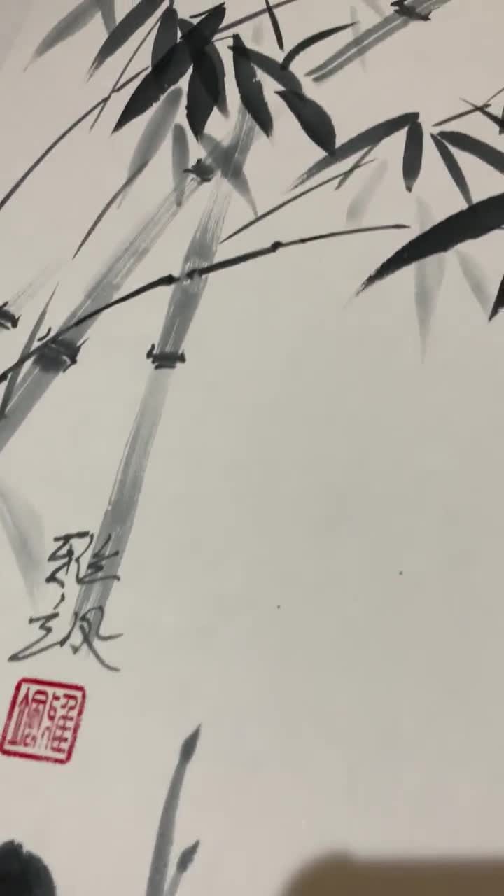竹と岩：オリジナルの墨絵 - 和紙に墨 - 額なし - Etsy 日本