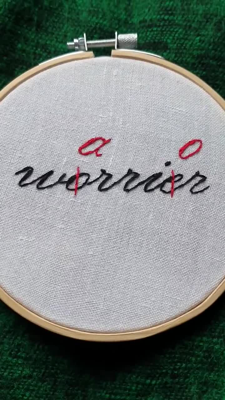Warrior not worrier inspirational embroidery hoop, Self love wall art, Minimalist wall hanging, Motivational quote, Housewarming gift video poster