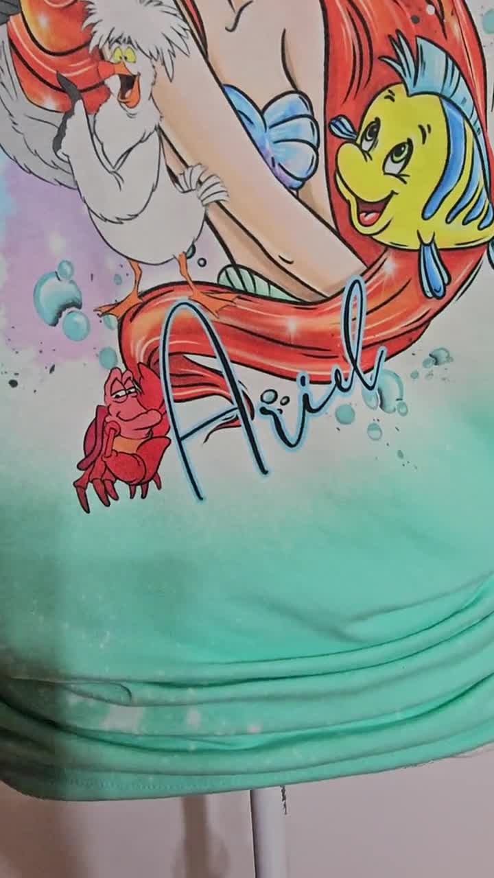 Camiseta de Ariel, camiseta de La Sirenita, camiseta de Princesa, niños, La Sirenita, niñas, mujeres, camiseta personalizada con lejía video poster