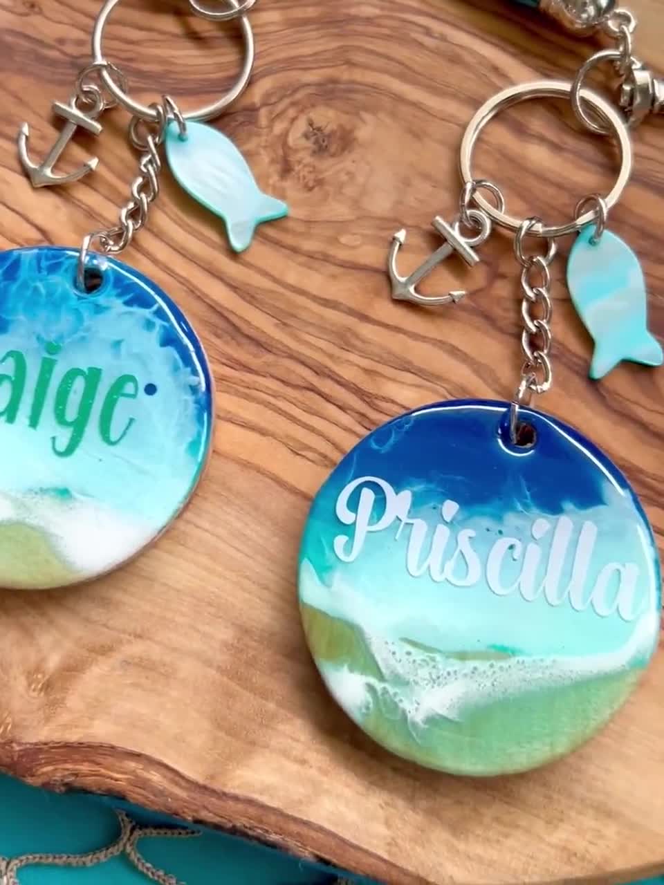 Ocean Letter Keychain, Resin Accessories, Personalized Alphabet Keychain,  Beach Themed 