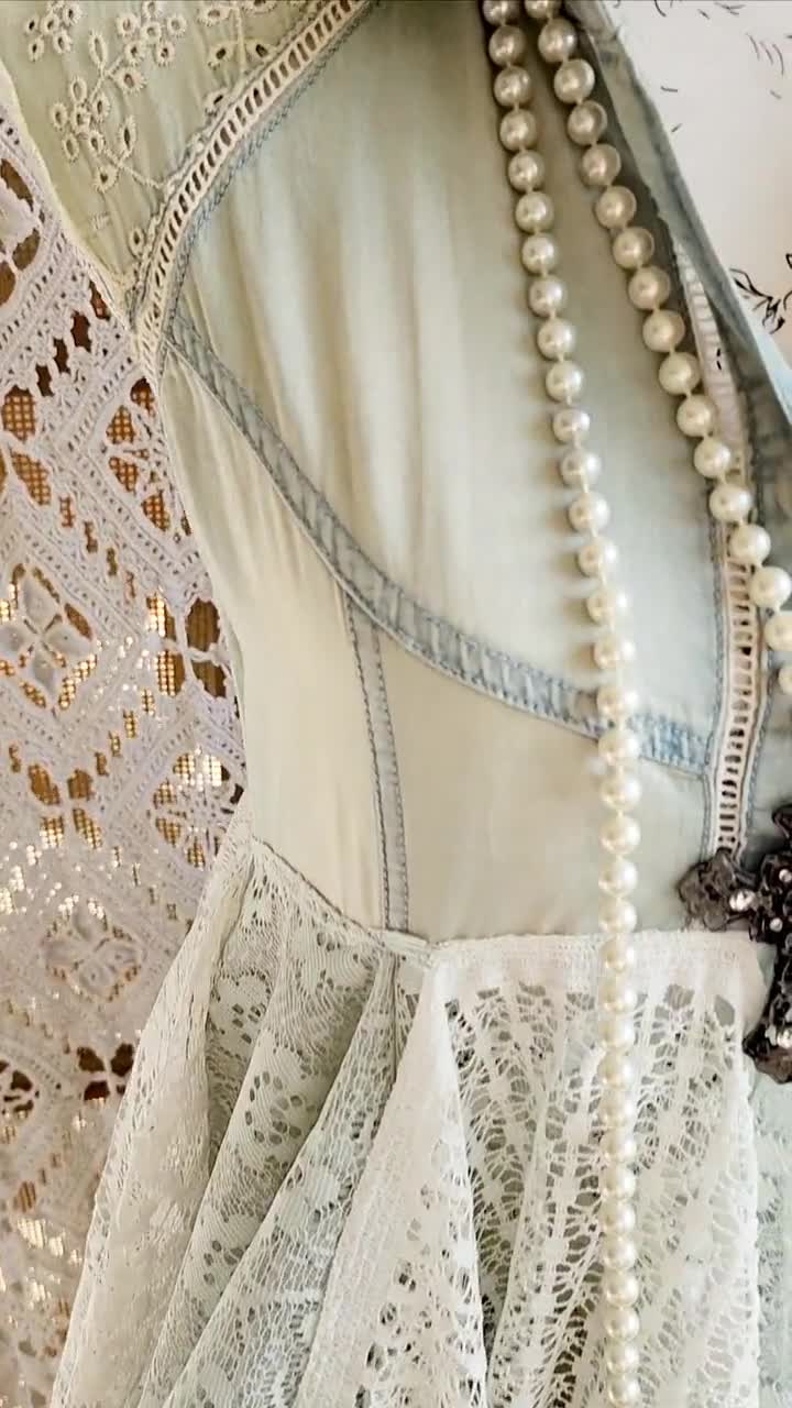 Bohemian Kimono Dress in Embroidered Jeans and Vintage Lace