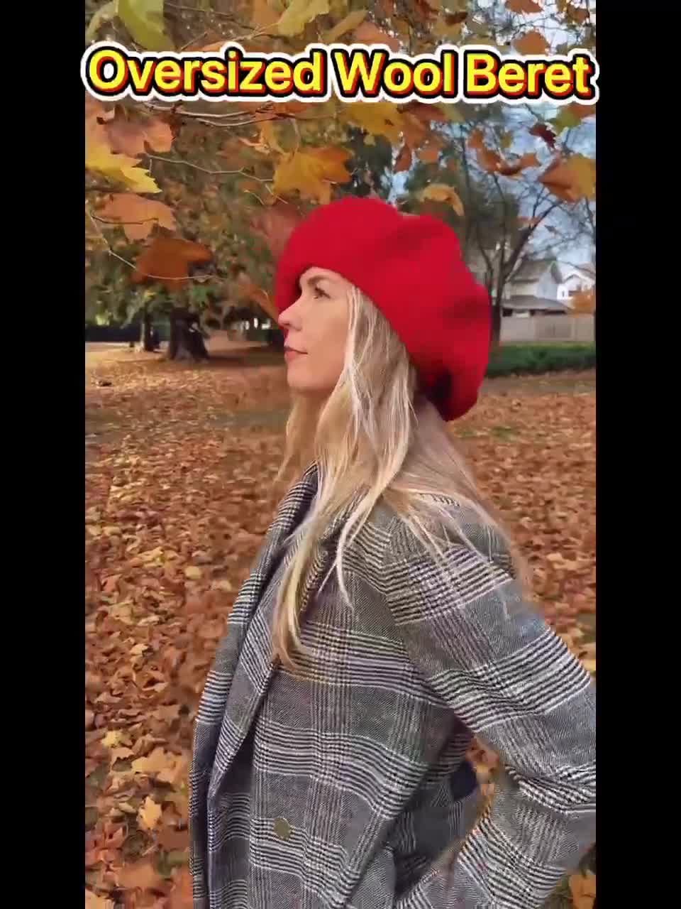 Last Night - Wool Blend Beret with Metallic Stud Clusters