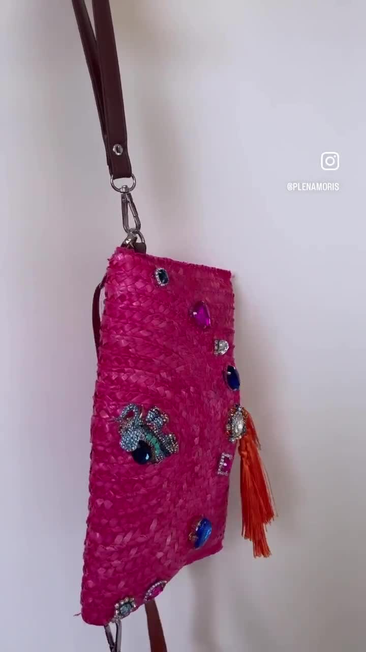 Borsa paglia fucsia (con pochette inclusa)