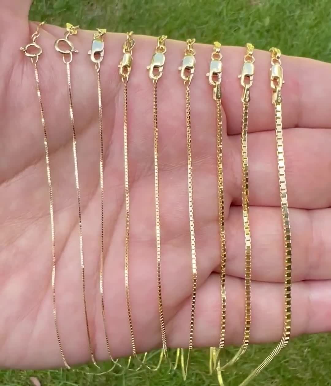 14k Solid Yellow Gold Box Chain Necklace 13 14k Solid Yellow Gold Box Chain Necklace 13