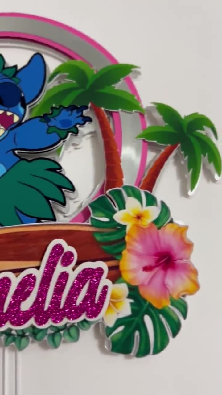 Stitch Aloha Cake Topper, Stitch Aloha Decorations, Stitch Aloha Supplies, Custom Birthday Topper video poster