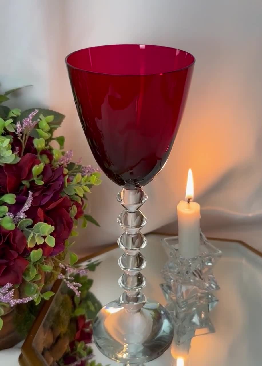 Baccarat Vega Ruby Red Rhine Wine Glass / Vintage Vega Baccarat