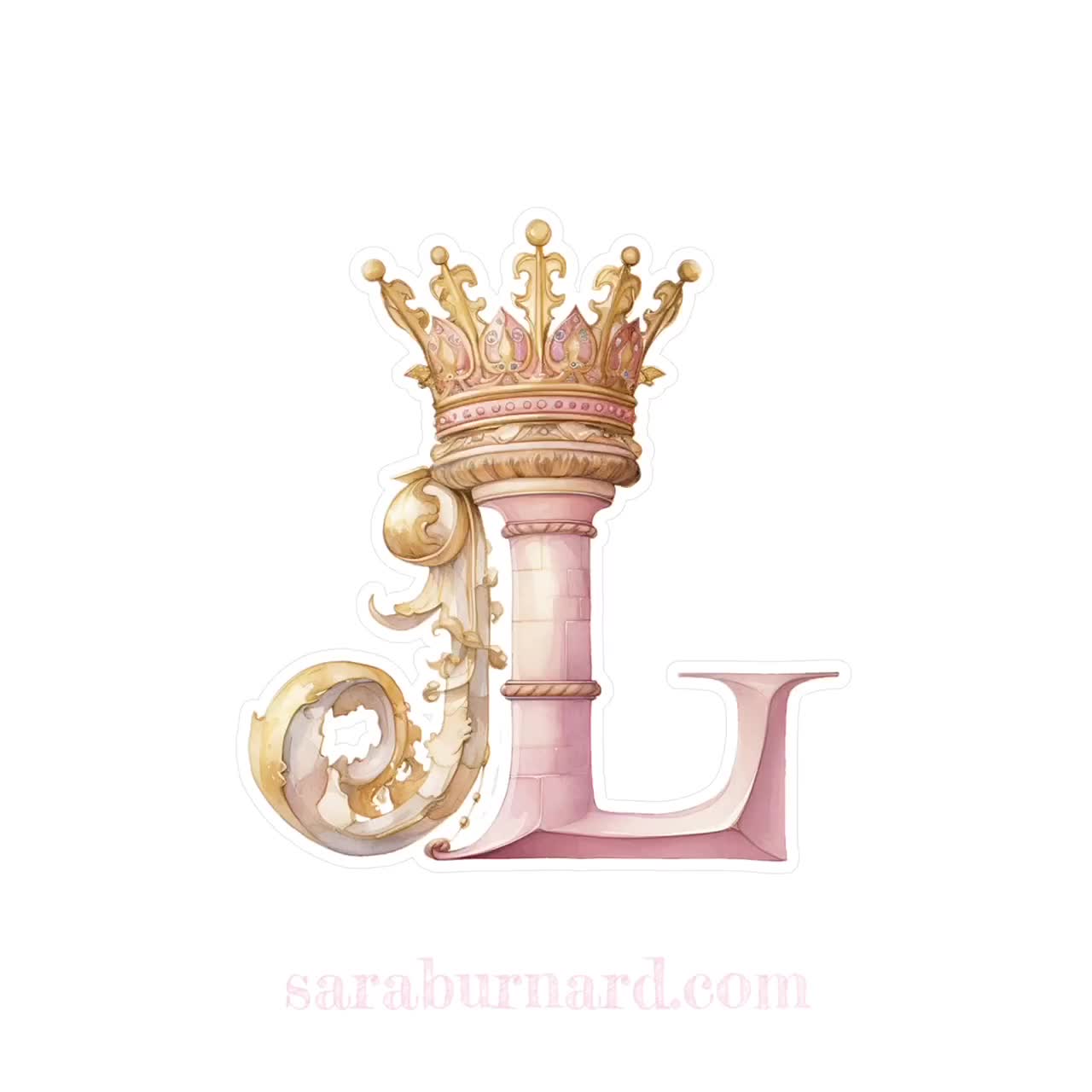 Digital Download Letter P Crown on Whitish Background Alphabet