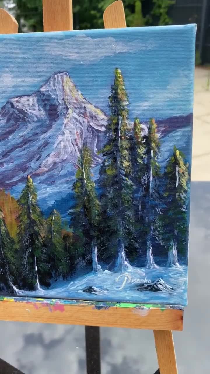 雪の風景 - アクリル画 - Etsy 日本