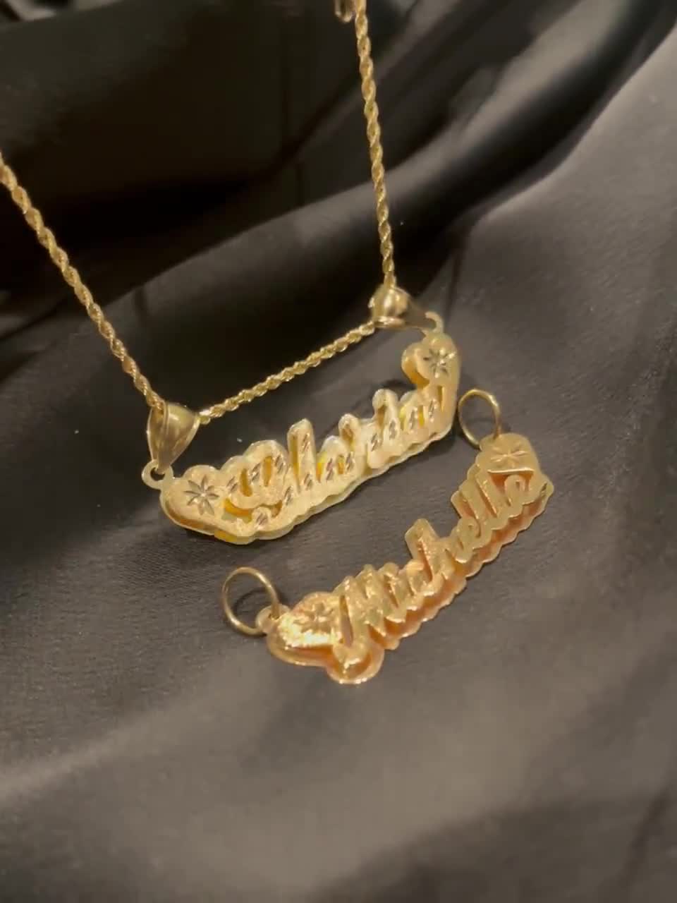 14K or 10K Solid Gold Double Plated Name Plate, 3D Name 14K or 10K Solid Gold Double Plated Name Plate, 3D Name