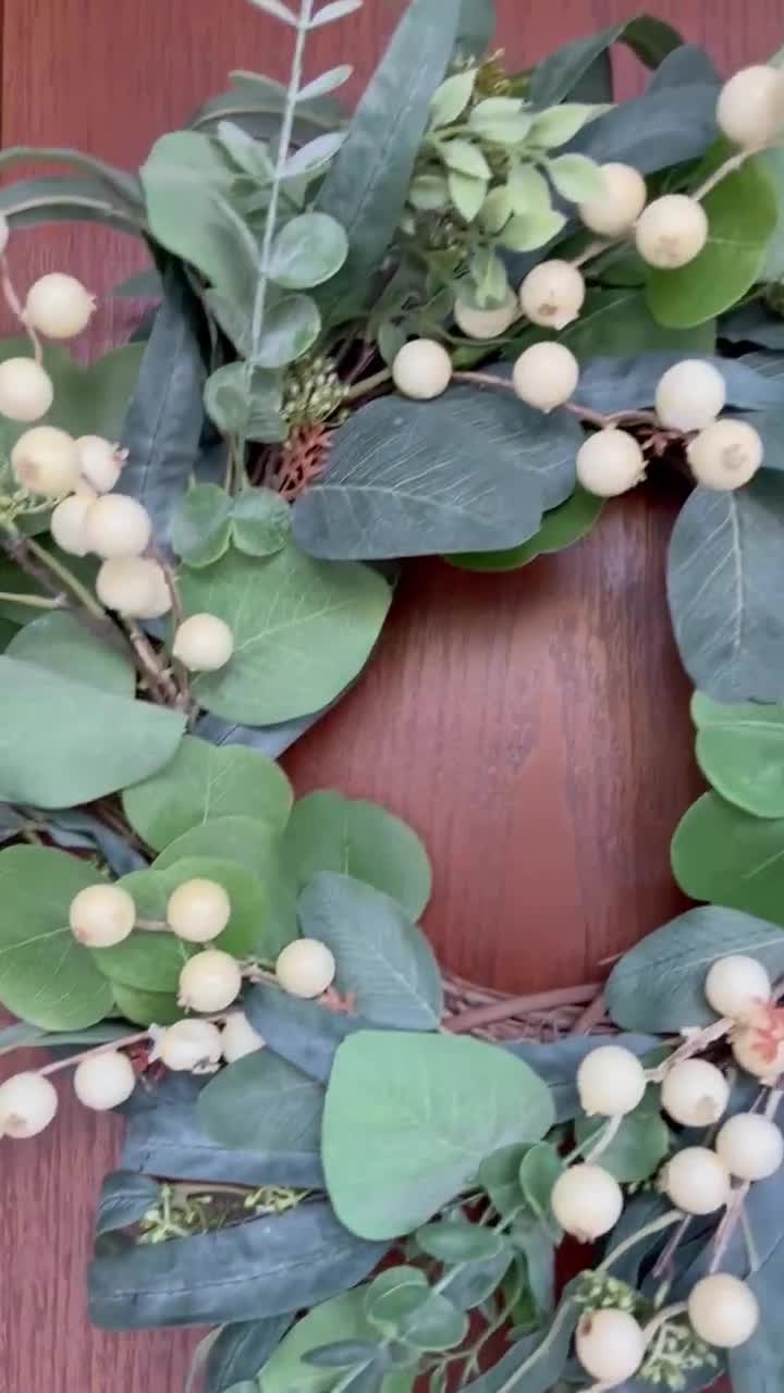 Mixed Green Eucalyptus Wreath with Cream Berries – Year Round Wreath hotsell