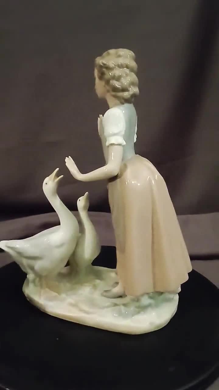 Girl With Two Geese. Beautiful Vintage Nao Figurine by Lladro of