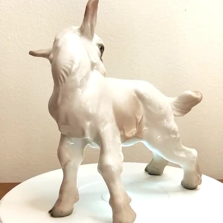 Rare 1930s Rosenthal German Porcelain Goat Figurine by Joao Da