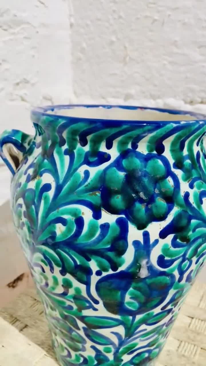 ヴィンテージ ファハラウサ花瓶：本物のスペイン製タラベラ陶器