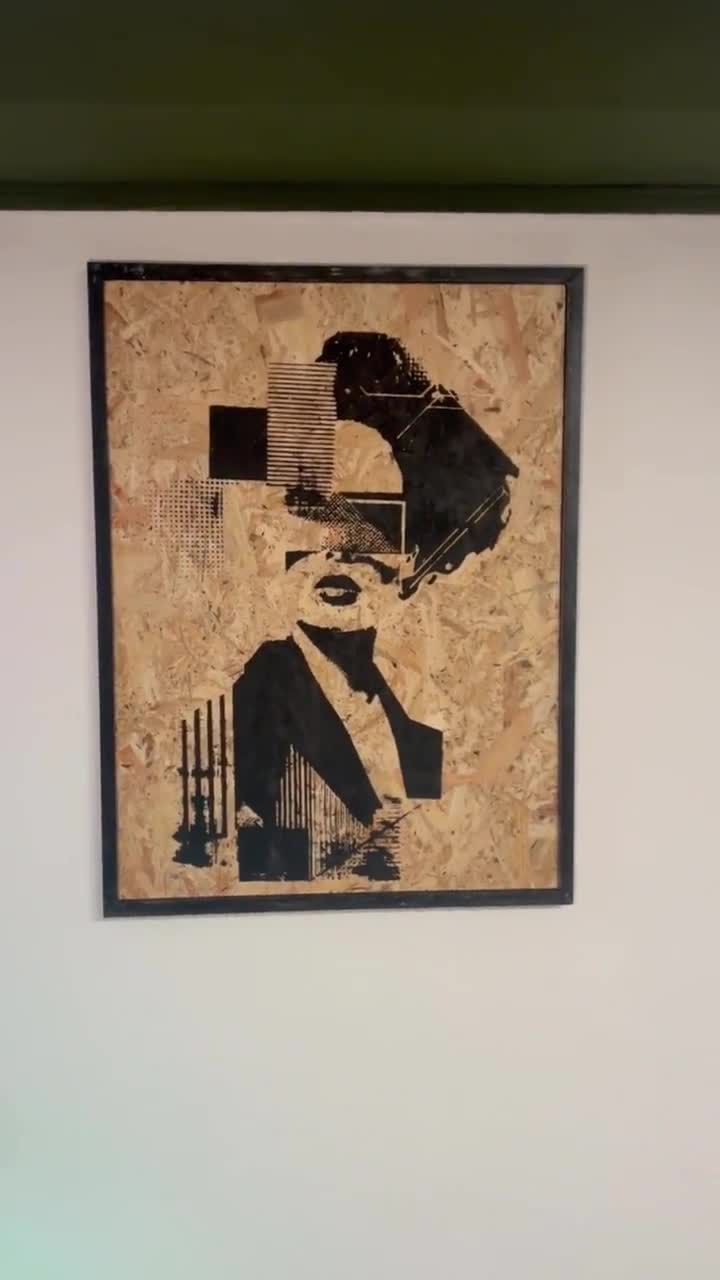 Abstract Wood Wall Art: Minimalist Geometric Artwork on OSB Board