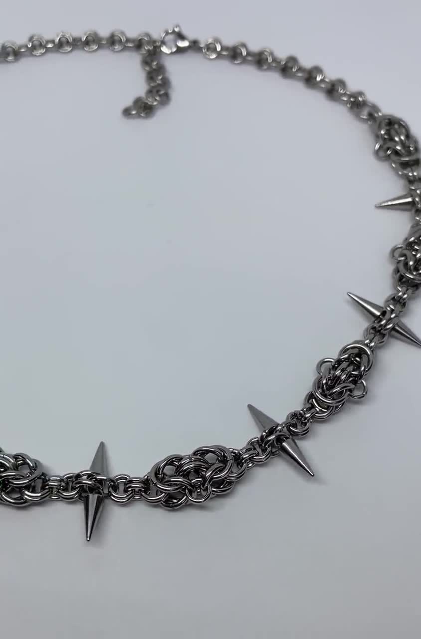 Thorns Necklace, Spiked Chainmail, Byzantine, Stainless steel, Handmade video poster