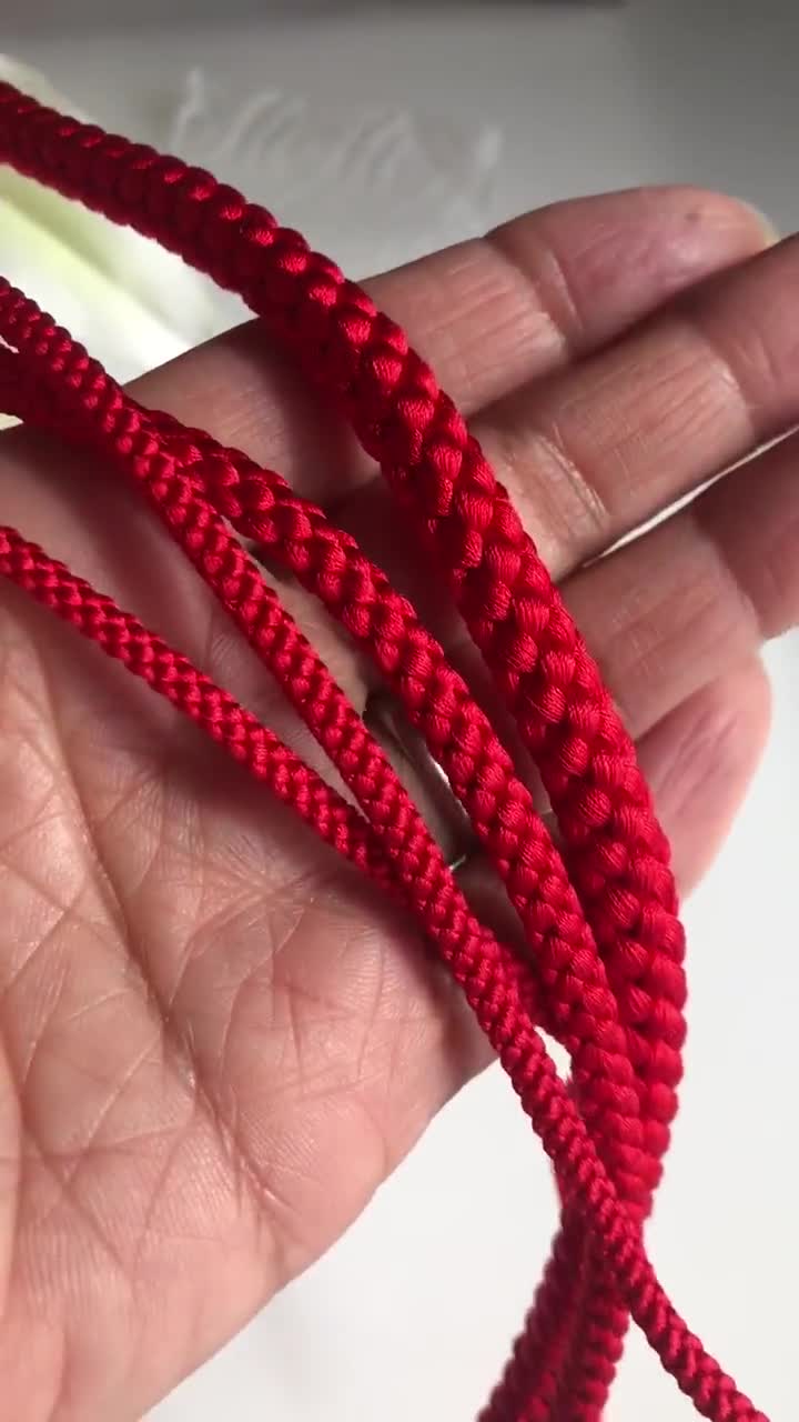 Red Silk Round Braided Cord Kumihimo Japanese Silk Cord/2.5mm7mm/1 Meter  edo-uchi-himo 8 Strand Braid/for Jewelry/ Kyoto Kumihimo/ 51 