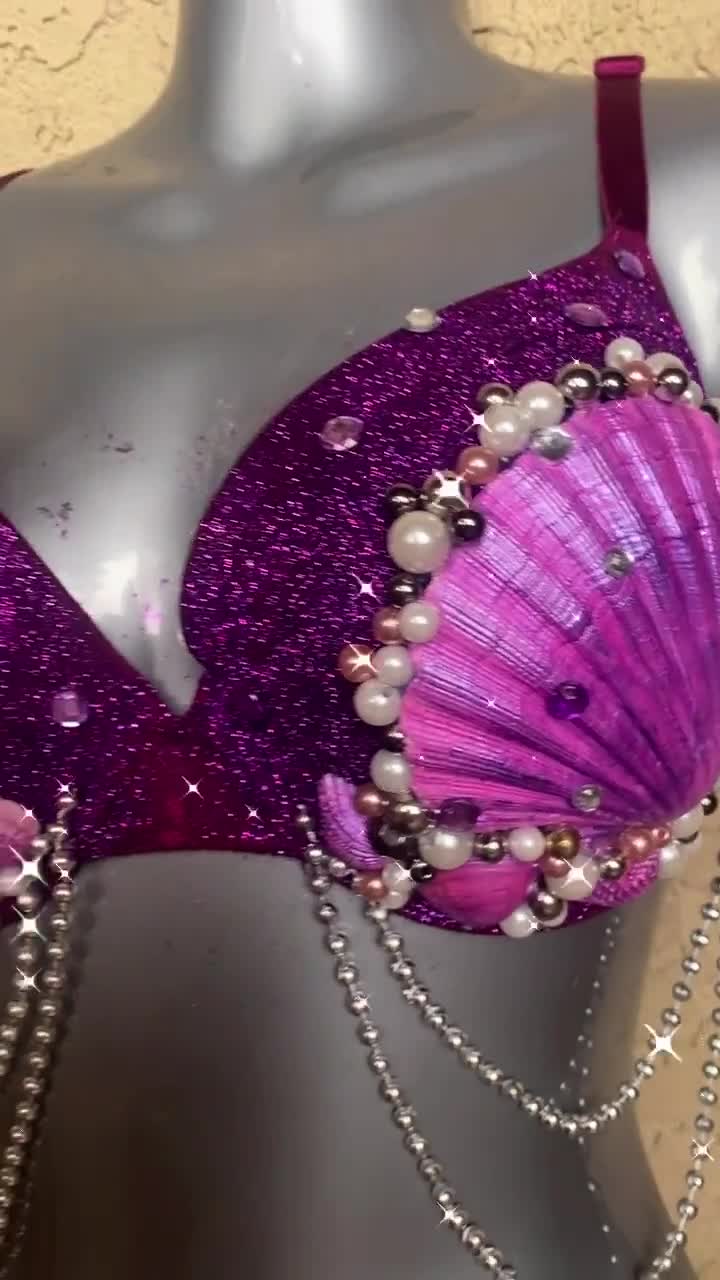 Purple Sparkly Mermaid/rave/burlesque Sea Shell Bra 36b -  Canada