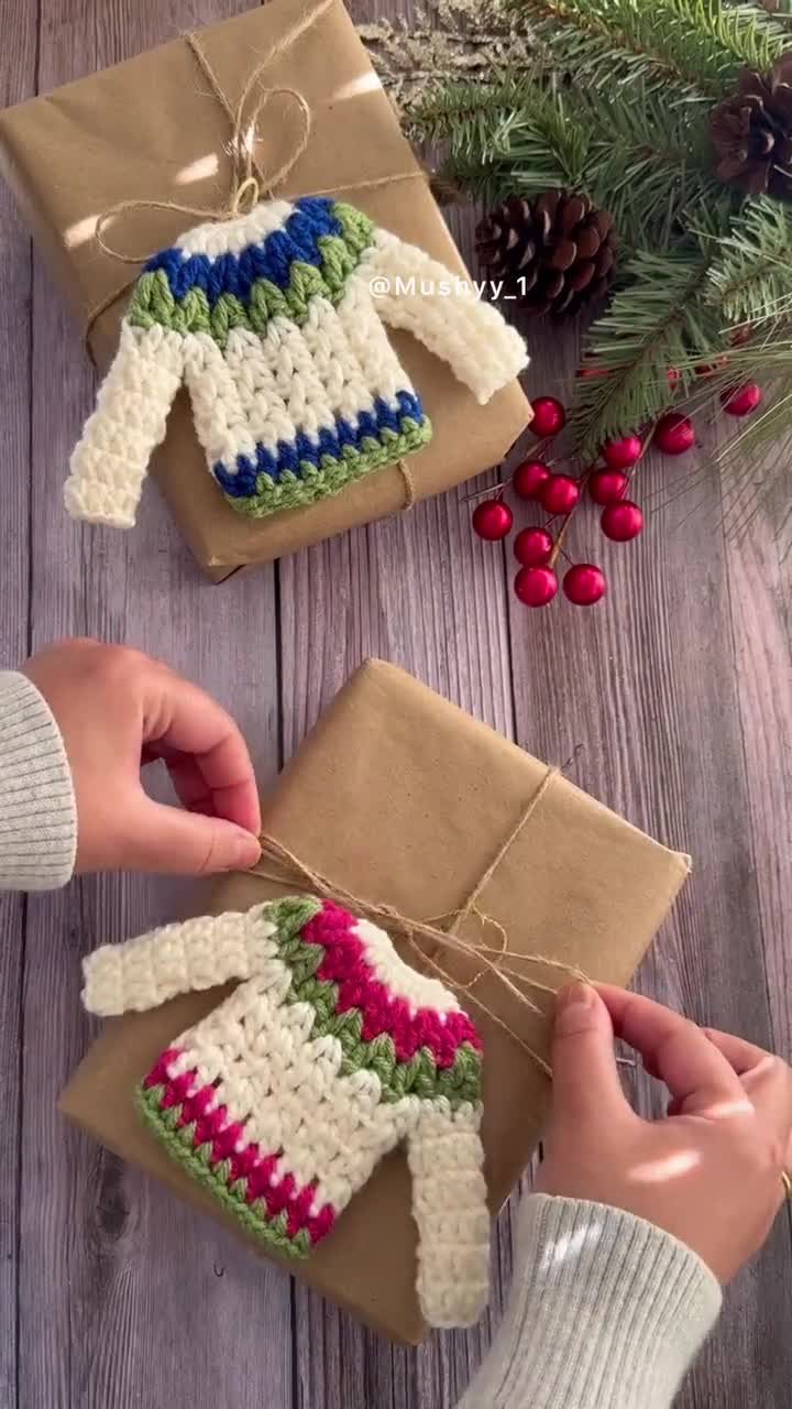 Crochet Christmas Sweater Ornament Pattern: Mini Holiday Decor (PDF Pattern) video poster