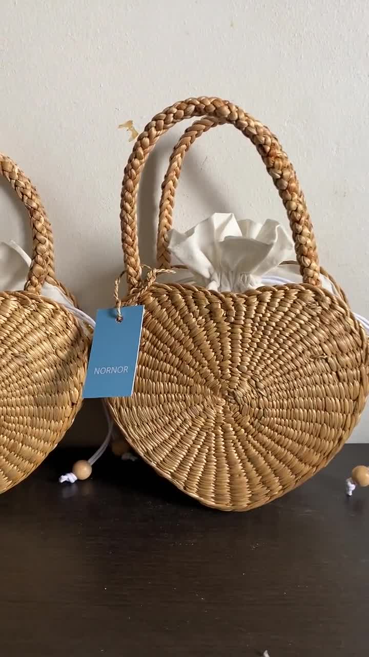 Straw Heart Bag Heart Shape Bag Heart Straw Bag Birkin 