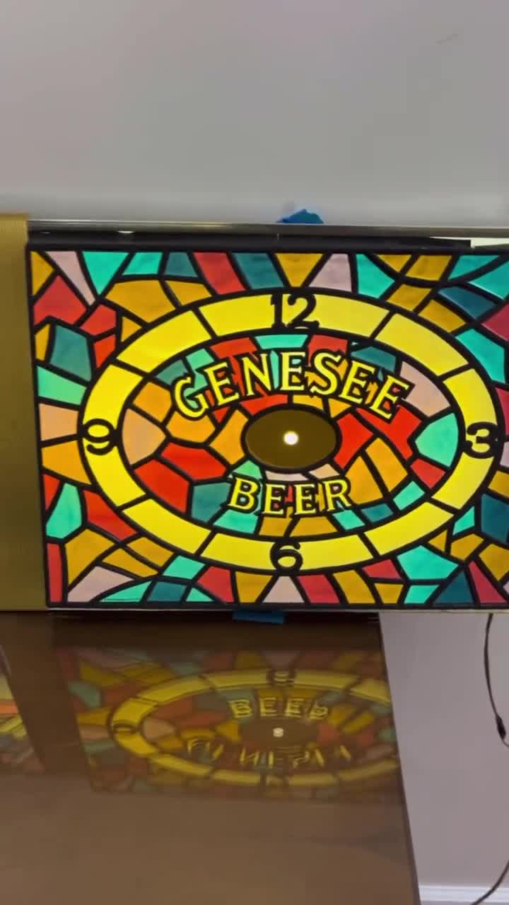 Vintage Genesee Beer Light-up/backlit Shadow Box Bar Sign W/clock
