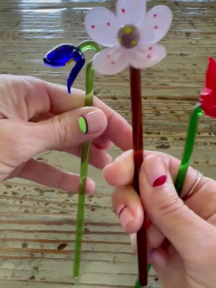 Glass Flower Stems-beautiful Lampwork Flowers 7 