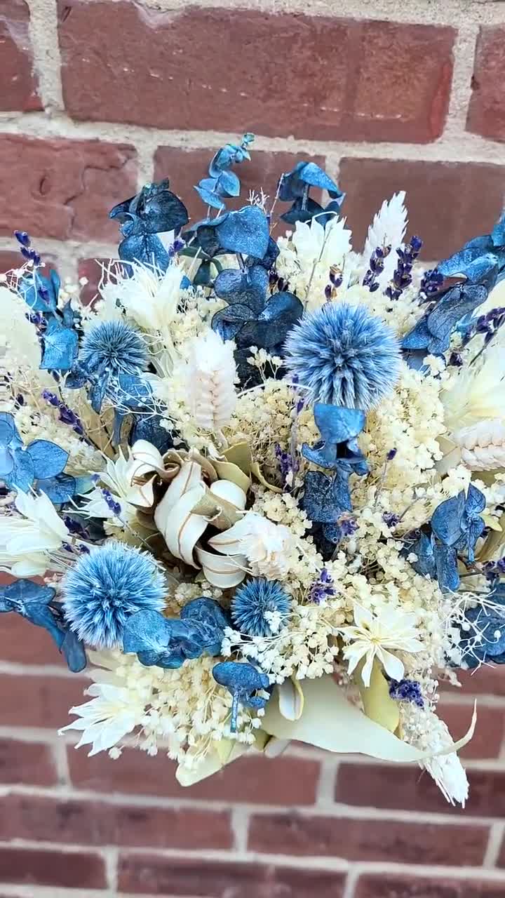 Assortment of Blue and White dried flowers - Dried Blue Broom