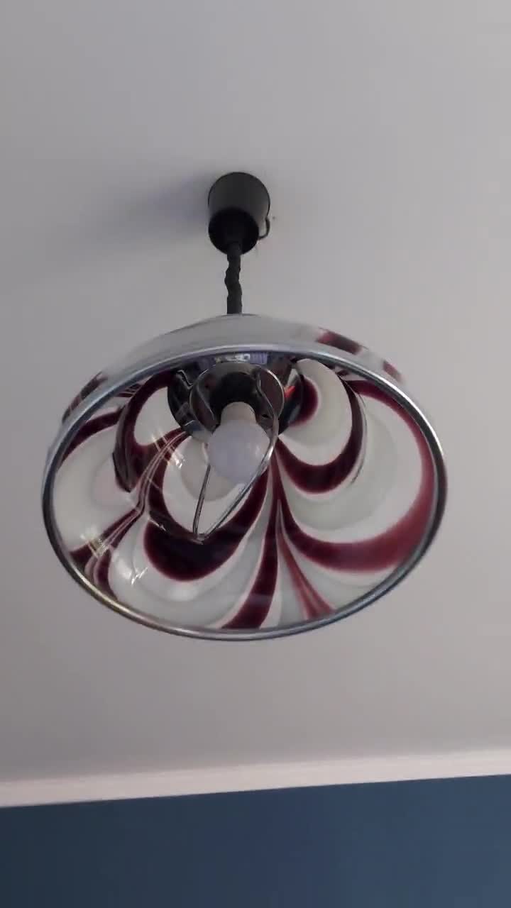 Mazzega Murano Style Purple Pendant Light / Mid Century Glass Pendant Light  / Adjustable Ceiling Light / Yugoslavia 70s
