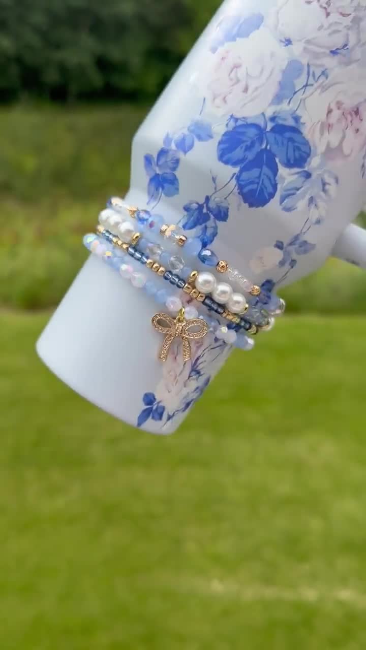 Love Shack Everblooming Rosettes Bracelets - Blue and White