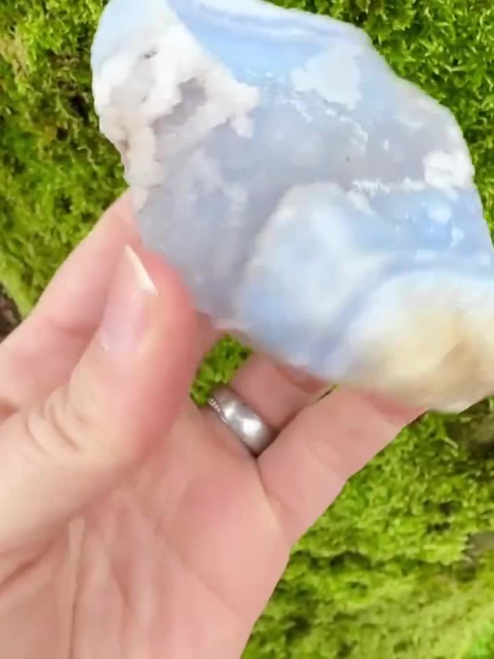 ブルーアゲートジオード Amazon | [N2 stone Natural] 天然鉱物 ブルーレースアゲート ジオード