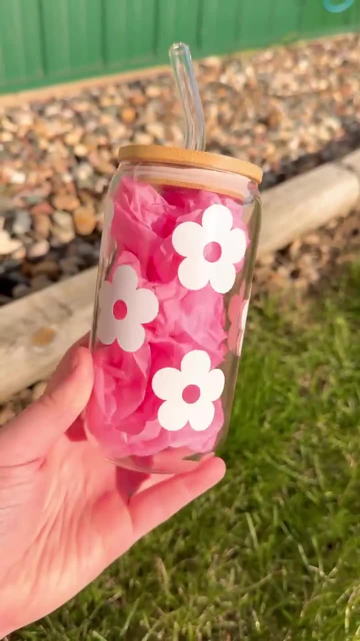 Personalized Daisy Glass Cup, Beer Can Glass with Lid & Straw, Floral Can  Glass, 16oz Glass Tumbler,…See more Personalized Daisy Glass Cup, Beer Can